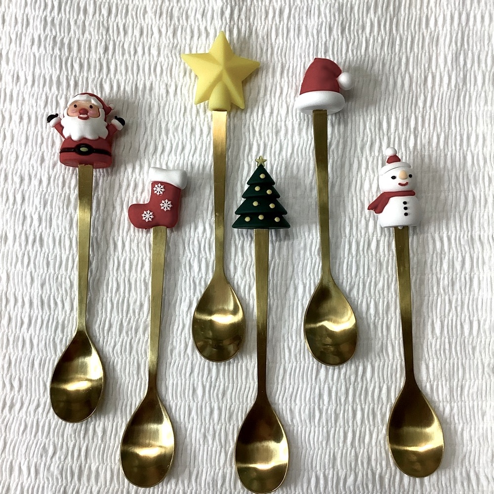 Christmas Coffee Stirrers or Sauce Serving spoons or Dessert spoons NWOT